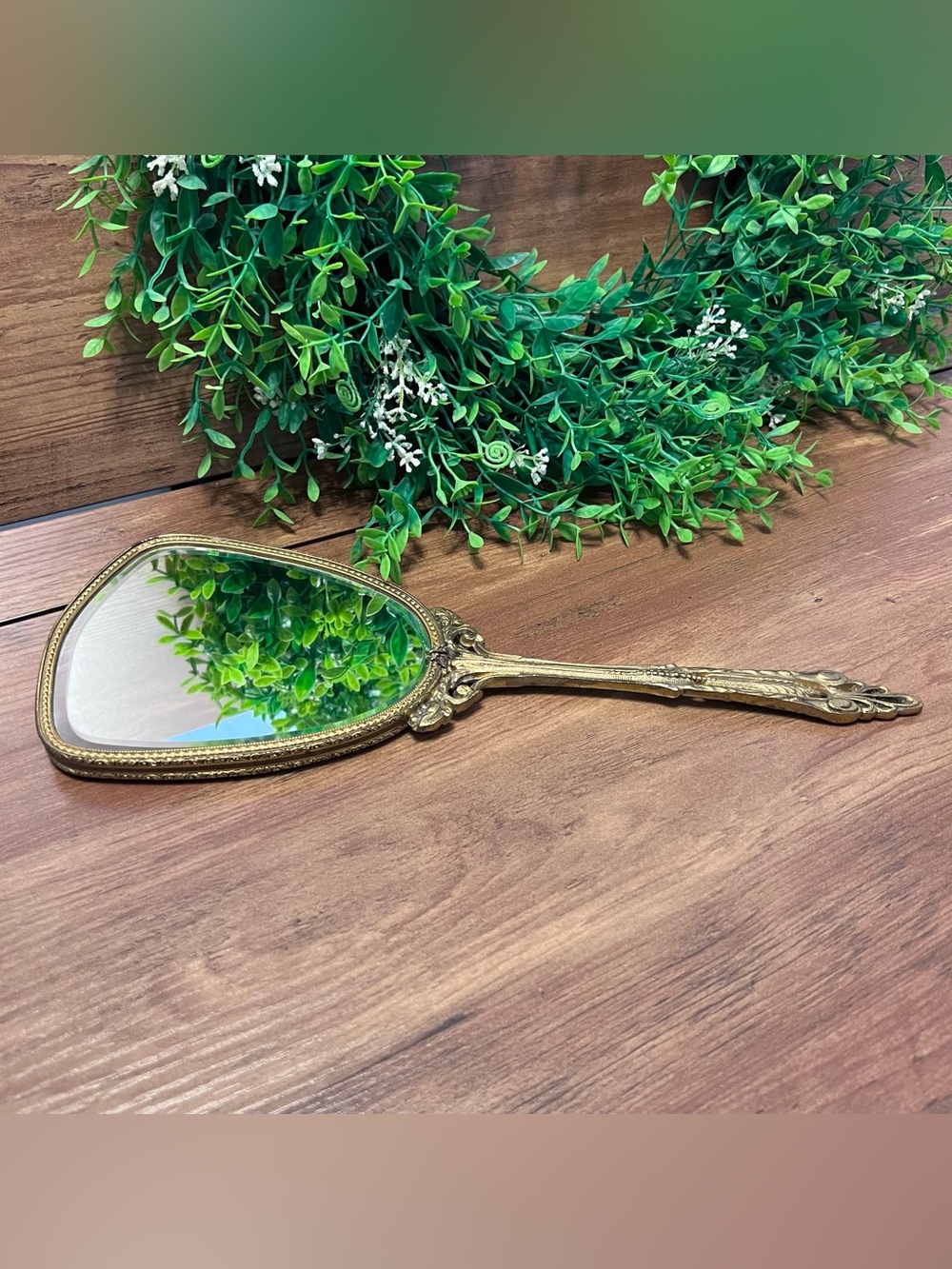 Ornate Gold Vintage Handheld Vanity Mirror